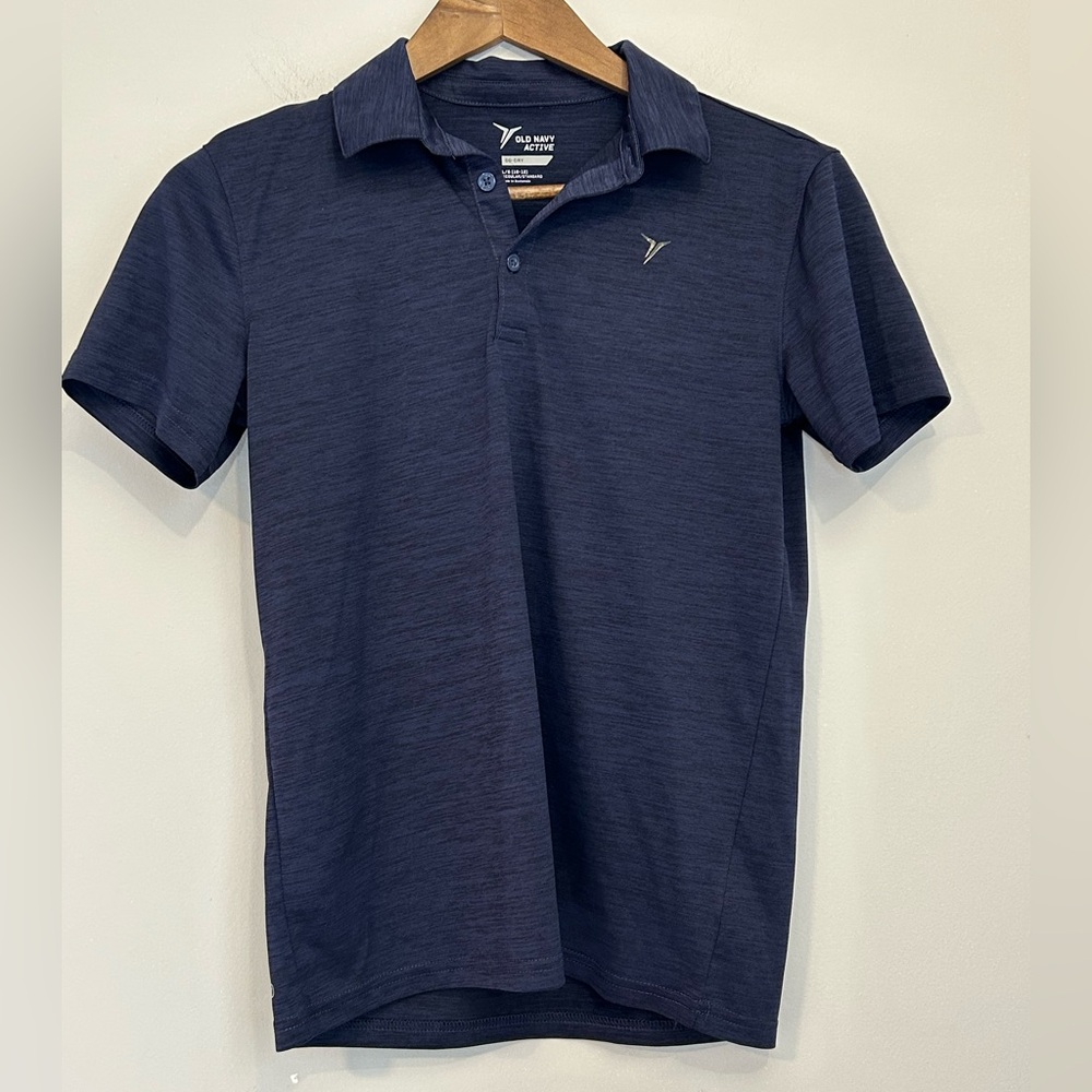 Old Navy Active Boys Polo Shirt Navy Blue Go-Dry Size L (10-12)